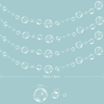 Русалка под морето Детски рожден ден Бял прозрачен голям кръг PVC гирлянди Прозрачна връв с мехурчета Висящи плаващи мехурчета Декор