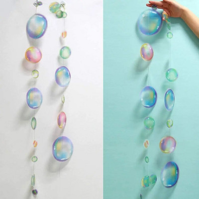Mermaid Under The Sea Kids Birthday White Clear Big Circle PVC γιρλάντες Διαφανές κορδόνι με φυσαλίδες Κρεμαστές πλωτές φυσαλίδες διακόσμηση