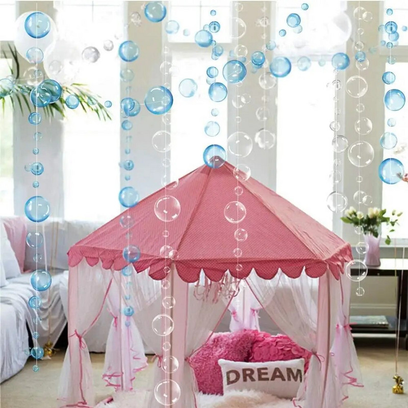 Undinė po jūra Vaikų gimtadienis balta skaidrus didelis apskritimas PVC girliandos permatoma burbulų virvelė kabanti plūduriuojantys burbuliukai