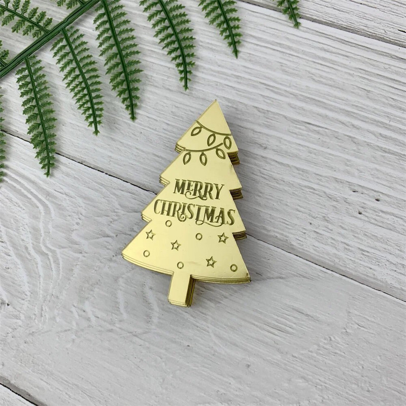 Apvalus auksinis akrilo pyragas kalėdiniam vakarėliui Linksmų kalėdinių tortų dangtelis Laimingų Naujųjų metų kepimo pyrago deserto papuošimai