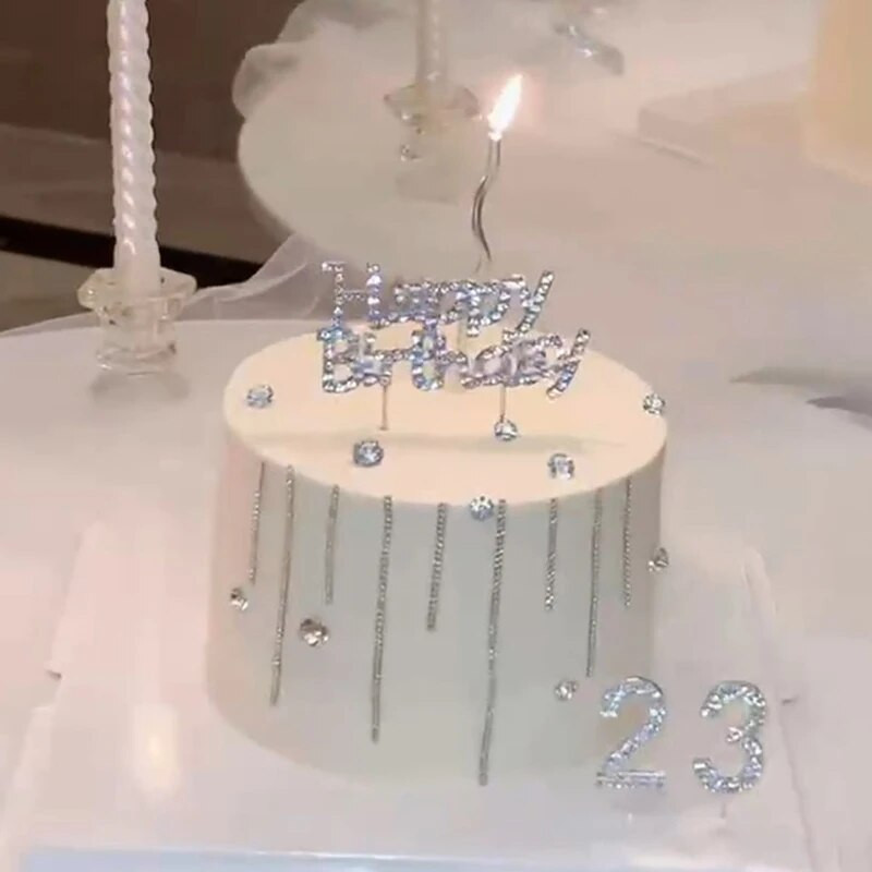 Su gimtadieniu torto dangtelis Sidabrinis Gimtadienio Akrilinis torto apmušalas vaikams Gimtadienio vakarėlio tortų papuošimai Baby Shower Dropshipping