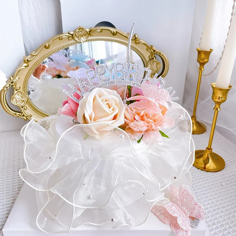 Su gimtadieniu torto dangtelis Sidabrinis Gimtadienio Akrilinis torto apmušalas vaikams Gimtadienio vakarėlio tortų papuošimai Baby Shower Dropshipping