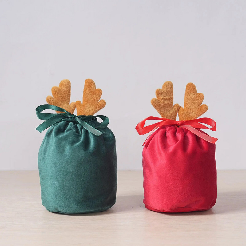 Kalėdų elnio saldainių dovanų maišelis Aksominiai Kalėdų Senelio maišeliai Užtraukiami raišteliai Dovanų maišeliai Kalėdų puošmena Vaikų Naujųjų Metų vakarėlio dovana