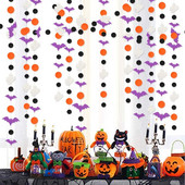 13Ft Halloweeni peokaunistused Paberist vanikud Vinnad Lilla nahkhiir Valge kummitus Must Oranž Ring täpp Rippuv Bänner Paber