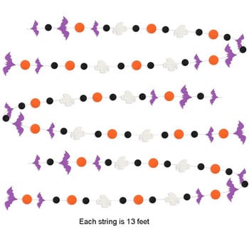 13 фута Декорации за парти за Хелоуин Хартиени гирлянди Стримери Лилав прилеп Бял призрак Черен оранжев Кръг Точка Висящ банер Овесарка