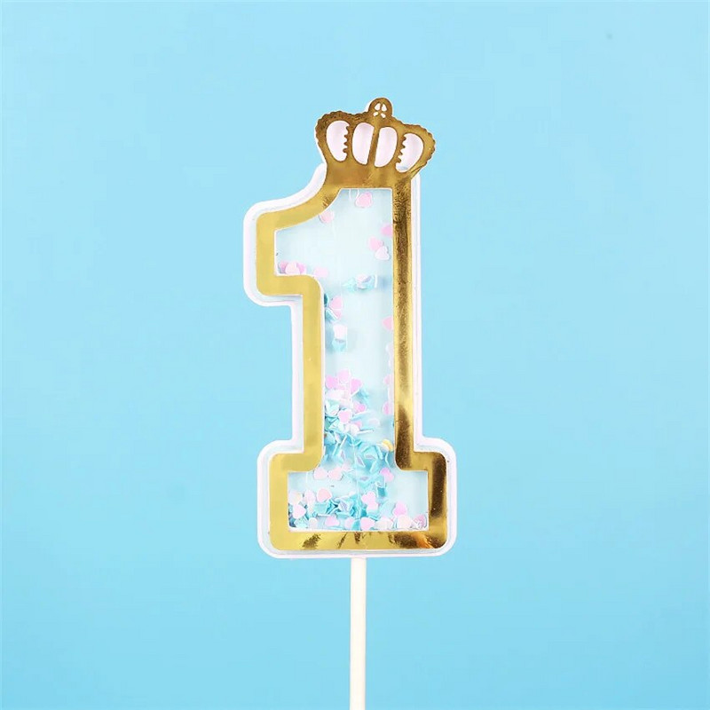 Blizgantys blizgučiai mėlyni su gimtadieniu numerio įdėklas vaikams suaugusiems mergaičių gimtadienio vakarėliui karūna NE žvakės Torto puošmena