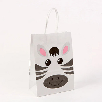 6Pcs Jungle Safari Animals Хартиени торбички за подаръци Jungle Theme Birthday Party Decor Candy Cookies Опаковъчна кутия Kids Baby Shower Supplies