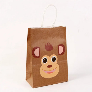 6Pcs Jungle Safari Animals Хартиени торбички за подаръци Jungle Theme Birthday Party Decor Candy Cookies Опаковъчна кутия Kids Baby Shower Supplies