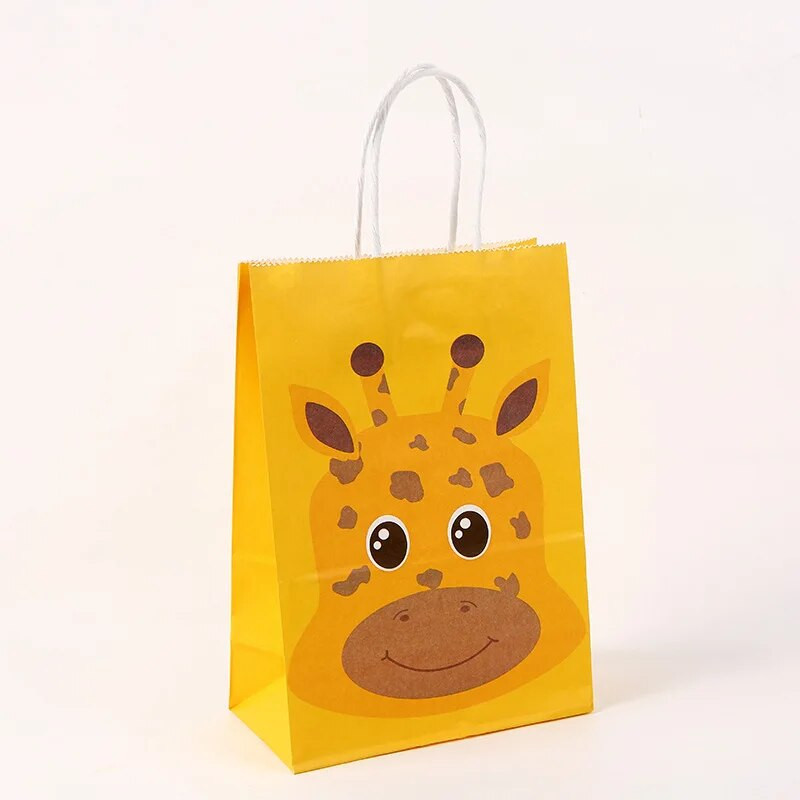 6 vnt Džiunglių safario gyvūnai Popieriniai dovanų maišeliai Džiunglių tema Gimtadienio vakarėlio dekoras Saldainiai Sausainiai Pakavimo dėžutė Vaikams Kūdikių dušo reikmenys
