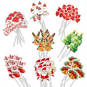 16/48Pcs Cartoon Topper Χριστουγεννιάτικου Τούρτας Santa Claus Χριστουγεννιάτικο δέντρο Cupcake Topper για Πρωτοχρονιάτικο πάρτι Χριστουγεννιάτικη διακόσμηση κέικ Noel Navidad