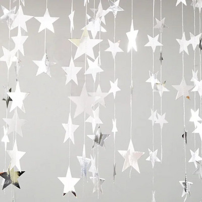 Μαύρες ασημένιες γιρλάντες για γιρλάντες Mubarak Ramadan Διακόσμηση αστέρι σελήνης κύκλος μισοφέγγαρο φωτιστικό από χαρτί Streamers με φόντο μουσουλμανικό πάρτι