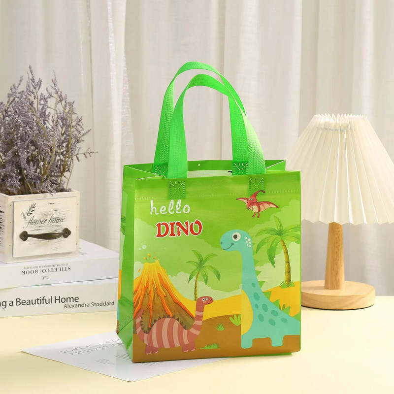 8 vnt. Dinozaurų vakarėlio dovanų maišelis su rankena Berniukų dinozaurų gimtadienio vakarėlis Kūdikių dušo reikmenys Džiunglių tema Saldainių krepšys Favor Decor