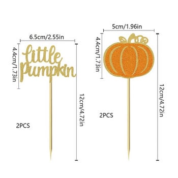 12Pcs Pumpkin Cupcake Toppers Избори Есенна реколта Тиквени торти Toppers за Baby Shower Деня на благодарността Консумативи за парти декорация