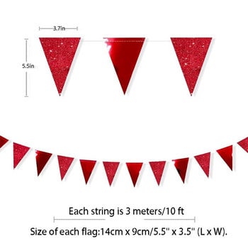 Червени парти Триъгълни банерни декорации Метални хартиени знамена Овесалки за сватбен годеж Булчински душ Парти ленти Консумативи