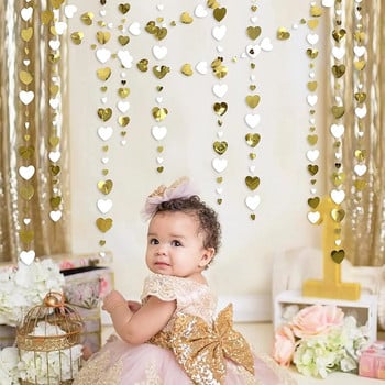 Χαρτί 13 ποδιών από λευκό χρυσό Love Heart Garland Streamer για Bachelorette Γάμος Νυφικό Baby Shower Διακοσμήσεις για πάρτι γενεθλίων