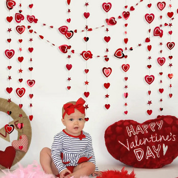3M Κόκκινο Διακόσμηση Γαμήλιο πάρτι γενεθλίων 3D Heart Star χάρτινες γιρλάντες κρεμαστές για τη γιορτή της μητέρας Αρραβωνιαστικός νυφικό ντους Bachelorette