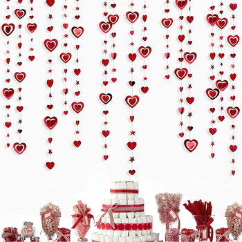 3M Κόκκινο Διακόσμηση Γαμήλιο πάρτι γενεθλίων 3D Heart Star χάρτινες γιρλάντες κρεμαστές για τη γιορτή της μητέρας Αρραβωνιαστικός νυφικό ντους Bachelorette