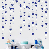 4M Royal Navy Blue Ασημί Χρυσό Χαρτί Γιρλάντες Love Heart Κρεμαστά για γάμο, αγοράκι, πάρτι γενεθλίων, Διακοσμήσεις τοίχου προμήθειες