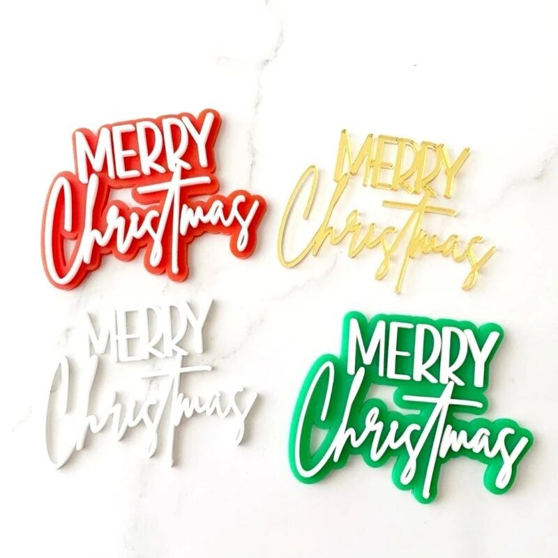 Καλά Χριστούγεννα Ακρυλικό Cupcake Topper Mirror Χρυσό Κόκκινο Πράσινο HOHO Xams New Year Cake Toppers Dessert Party Cake Decorating Toppers