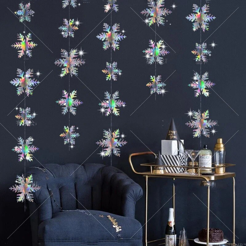 Χειμερινή διακόσμηση για πάρτι της χώρας των θαυμάτων Frozen Birthday Party Χάρτινη νιφάδα χιονιού Κρεμαστή γιρλάντα για Χριστουγεννιάτικα Χιονισμένα Διακοσμητικά για το Σπίτι