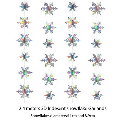Sillerdav 3D lumehelveste vanik Holograafiline paber lumehelbed Winter Wonderland Christmas Frozen Sünnipäevapeotarbed