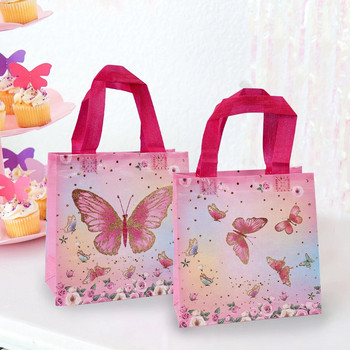 4 бр. Пеперуда с шарка на цветя Нетъкана торбичка за подарък Преносима ръчна чанта за опаковане на бонбони Декорация за парти за рожден ден Бебешка чанта за подаръци