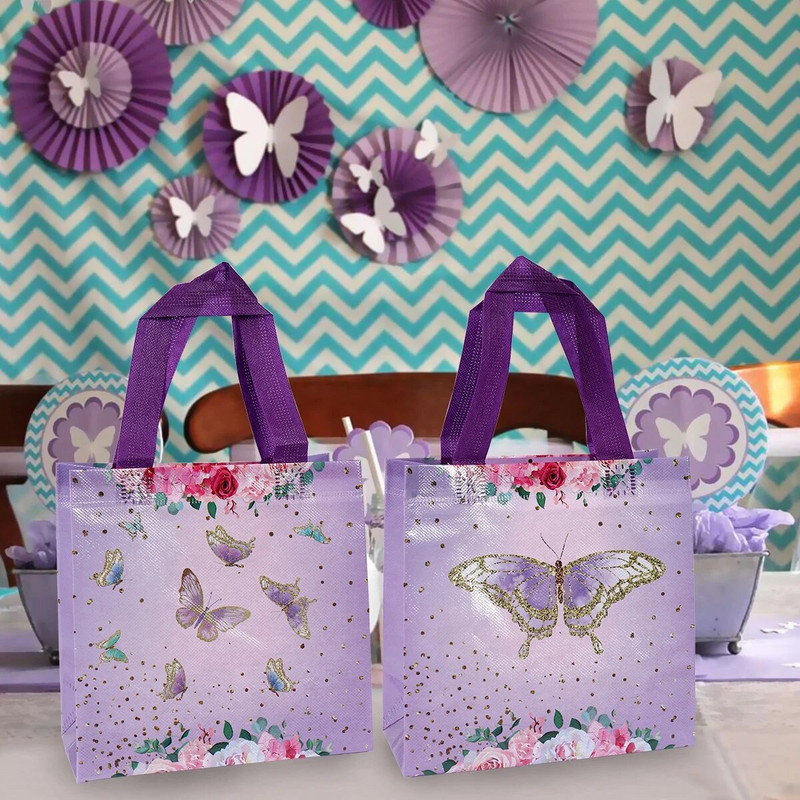 4 τμχ Πεταλούδα με σχέδιο λουλουδιών Μη υφασμένη τσάντα δώρου Φορητή τσάντα συσκευασίας καραμέλας Διακόσμηση πάρτι γενεθλίων Τσάντα δώρου ντους μωρού