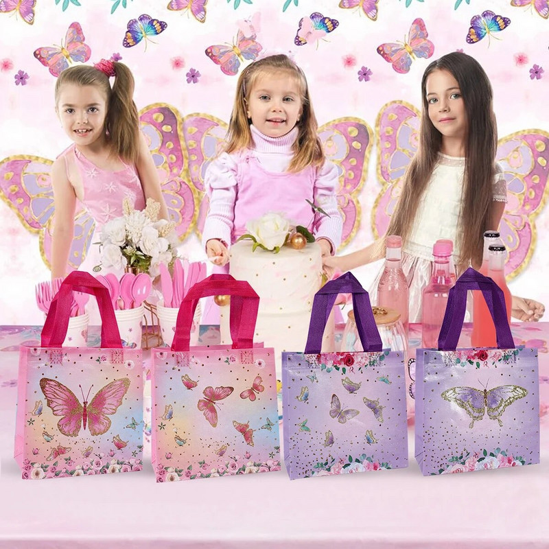 4 τμχ Πεταλούδα με σχέδιο λουλουδιών Μη υφασμένη τσάντα δώρου Φορητή τσάντα συσκευασίας καραμέλας Διακόσμηση πάρτι γενεθλίων Τσάντα δώρου ντους μωρού