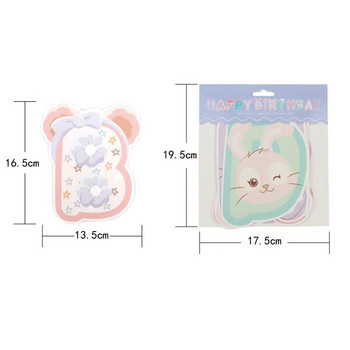 Χαριτωμένο μωβ ροζ παστέλ γάτα κουνελιού Χρόνια πολλά χάρτινο πανό Bunny Bunting Girls Birthday Party Pennant Baby Shower Decoration