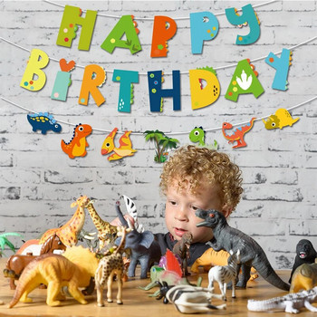 Dinosaur Happy Birthday Διακοσμητικό Banner Dinosaur Boy Birthday Jungle Safari Forest Happy Birthday Party Bunting Wall Supplies