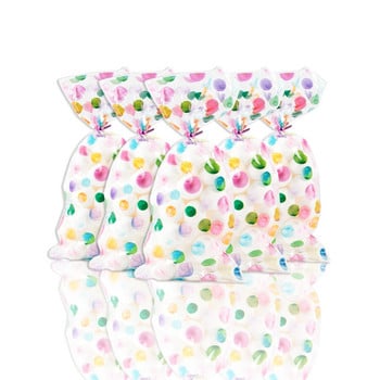 50 бр. Rainbow Polka Dot Printed Celophane Bags Пластмасови торбички за подаръци за бонбони за Baby Shower Birthday Weddings Party Suvories bag