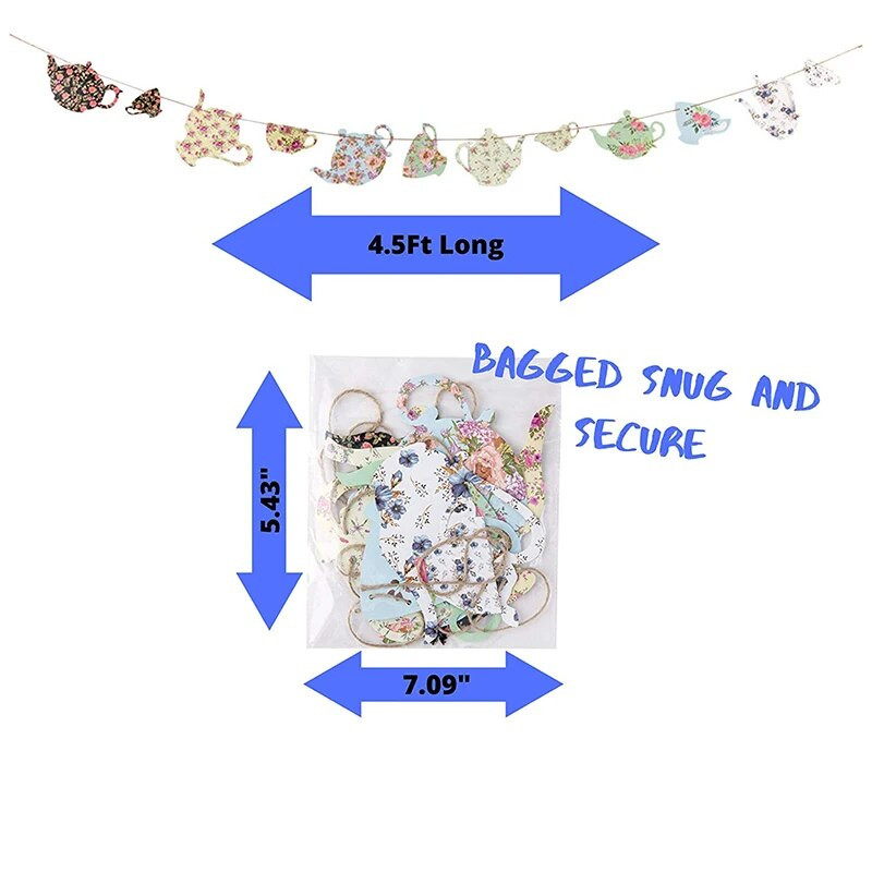 Διακόσμηση για πάρτι τσαγιού Banner Χαρτί προχονδροειδή φλιτζάνια Vintage Τσαγιέρα κήπου για κορίτσια Πριγκίπισσες Πάρτι Νυφικά Ντους Προμήθειες γενεθλίων