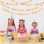 Groovy Boho Summer Daisy Garlands Peokaunistused Vilt Lilleviinad Bänner Päikeseline Hipi Daisy Sünnipäevapeo Rippseina taust