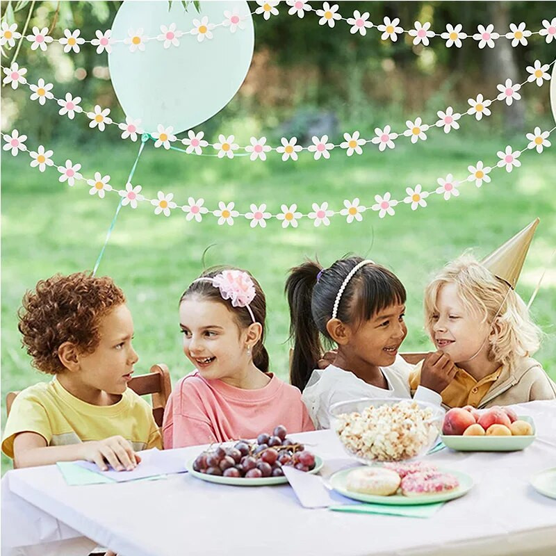 Groovy Boho Summer Daisy Garlands Διακόσμηση για πάρτι Felt Flower Vines Banner Sunny Hippie Daisy Birhday Party Κρεμαστό σκηνικό τοίχου