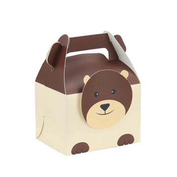 6 бр./лот Прекрасна животинска кутия за бонбони Lion Fox Elephant подаръчна кутия Lion/Bear Преносима кутия за бисквити за деца Консумативи за рожден ден