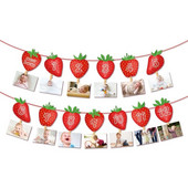 Maasika-puuviljateemaline peokaunistus Beebinäitus Üheaastase rippuva puuvilja fotobänner Baby Shower Party DIY