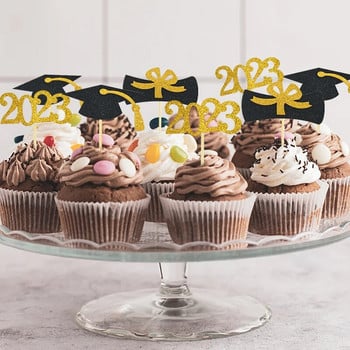 Διακοσμήσεις για πάρτι αποφοίτησης 2023 Bachelor Hat Cake Topper 2023 Class of Students Congratulation Graduation Decor