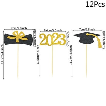 Διακοσμήσεις για πάρτι αποφοίτησης 2023 Bachelor Hat Cake Topper 2023 Class of Students Congratulation Graduation Decor