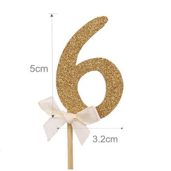 10 τμχ Gold Glitter Number Cupcake Toppers Δώρα Επιλογές 2ο Baby Shower Παιδικές μπομπονιέρες 2 ετών Παιδιά Δύο Προμήθειες για πάρτι γενεθλίων