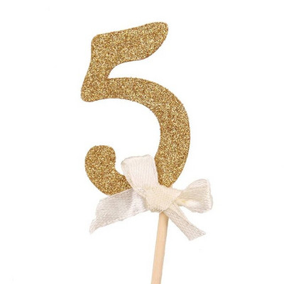 10 τμχ Gold Glitter Number Cupcake Toppers Δώρα Επιλογές 2ο Baby Shower Παιδικές μπομπονιέρες 2 ετών Παιδιά Δύο Προμήθειες για πάρτι γενεθλίων