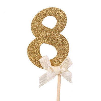 10 τμχ Gold Glitter Number Cupcake Toppers Δώρα Επιλογές 2ο Baby Shower Παιδικές μπομπονιέρες 2 ετών Παιδιά Δύο Προμήθειες για πάρτι γενεθλίων