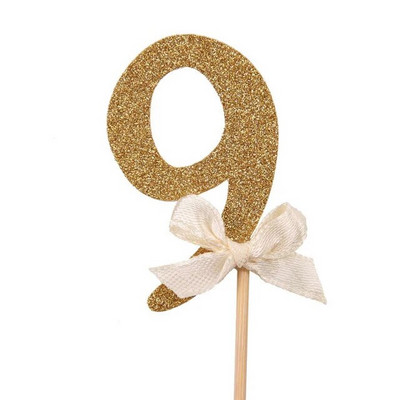 10 τμχ Gold Glitter Number Cupcake Toppers Δώρα Επιλογές 2ο Baby Shower Παιδικές μπομπονιέρες 2 ετών Παιδιά Δύο Προμήθειες για πάρτι γενεθλίων