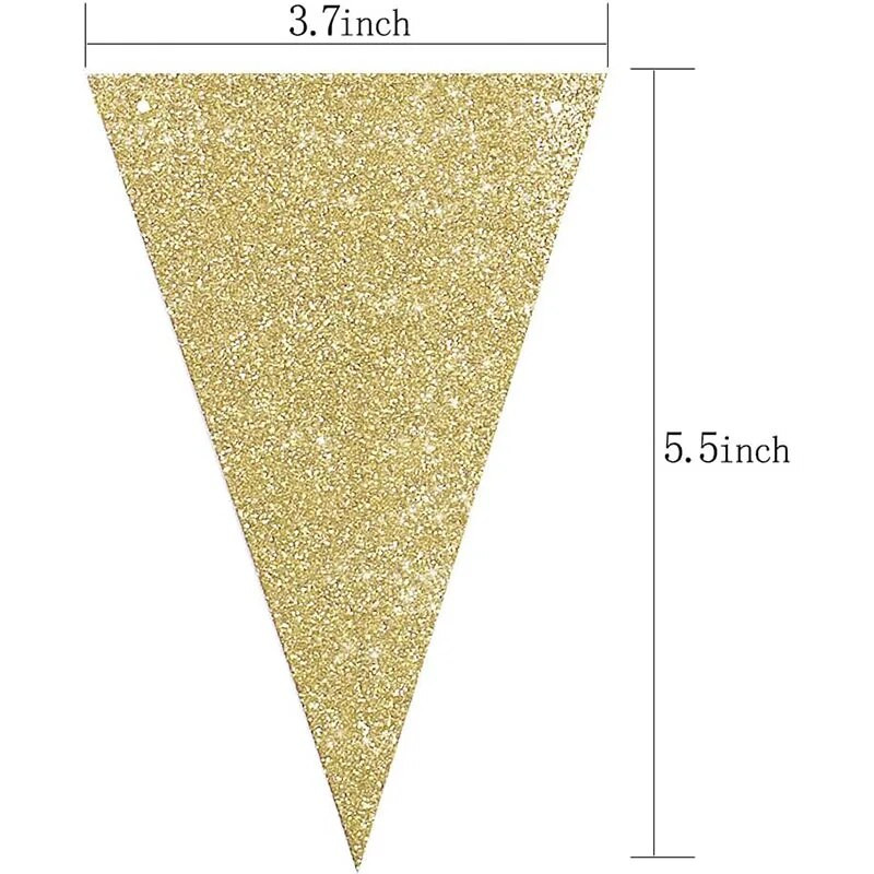 Πράσινο χρυσό ελιάς Διακοσμήσεις κήπου γάμου Τρίγωνο σημαία χαρτί πανό Πανό με κουκούτσια γιρλάντα Streamer for Baby Shower Birthday