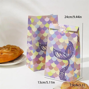 10Pcs Тема на русалка Морска парти Русалка Хартиена торбичка за бонбони Чанта за опаковане на бонбони закуски Момиче Подарък за рожден ден Подарък за чанта