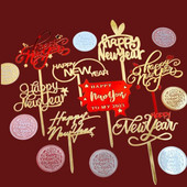 2023 Happy New Year Acrylic Cake Toppers Red New Year Stars Cupcake Topper for Baby New Year Party Cake Decorations Baby Shower