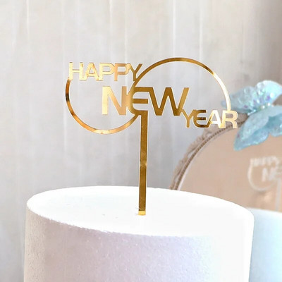 2023 Happy New Year Acrylic Cake Toppers Red New Year Stars Cupcake Topper for Baby New Year Party Cake Decorations Baby Shower