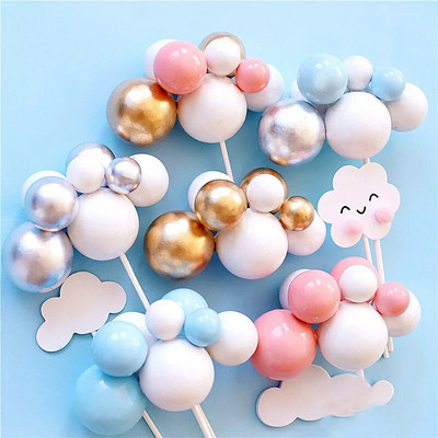 Multicolor Ball Cake Topper Nori Tort Insert Card Baby Shower La mulți ani Desert Decor pentru coacere Articole pentru nuntă