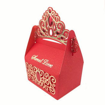 10 бр Кралски лъскав скъпоценен камък Crown Кутия за бонбони Сватба, рожден ден Сувенири Опаковка Парти за рожден ден Шоколадова кутия