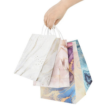 5 бр. Мраморна хартиена подаръчна торбичка от розово злато Сватбен подарък Подарък от крафт хартия Пазаруване Опаковъчни чанти за рожден ден Baby Shower Party Supply