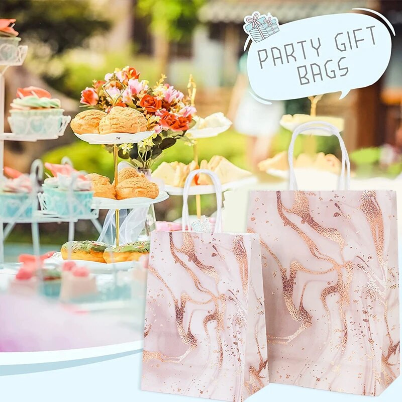 5 τμχ Ροζ χρυσό μαρμάρινη τσάντα δώρου Μπομπονιέρα γάμου Δώρο χαρτί Kraft Τσάντες συσκευασίας για πάρτι γενεθλίων Baby Shower